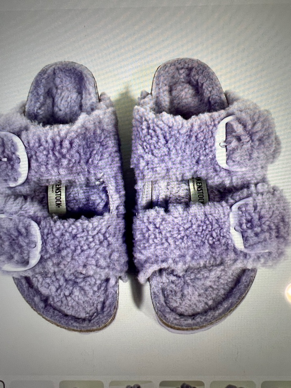 Birkenstock Arizona Genuine Teddy Shearling Double Buckle Sandal.
